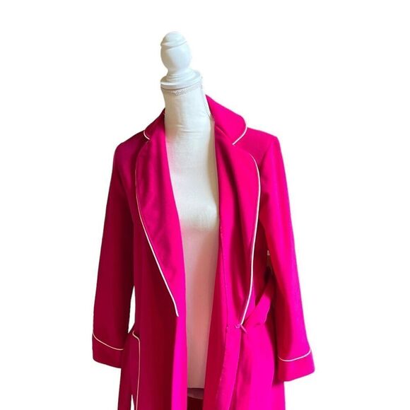 Vintage Kayser Felt Velour Hostess Robe Sleepwear Intimates Hot Pink US Petite - Picture 3 of 11